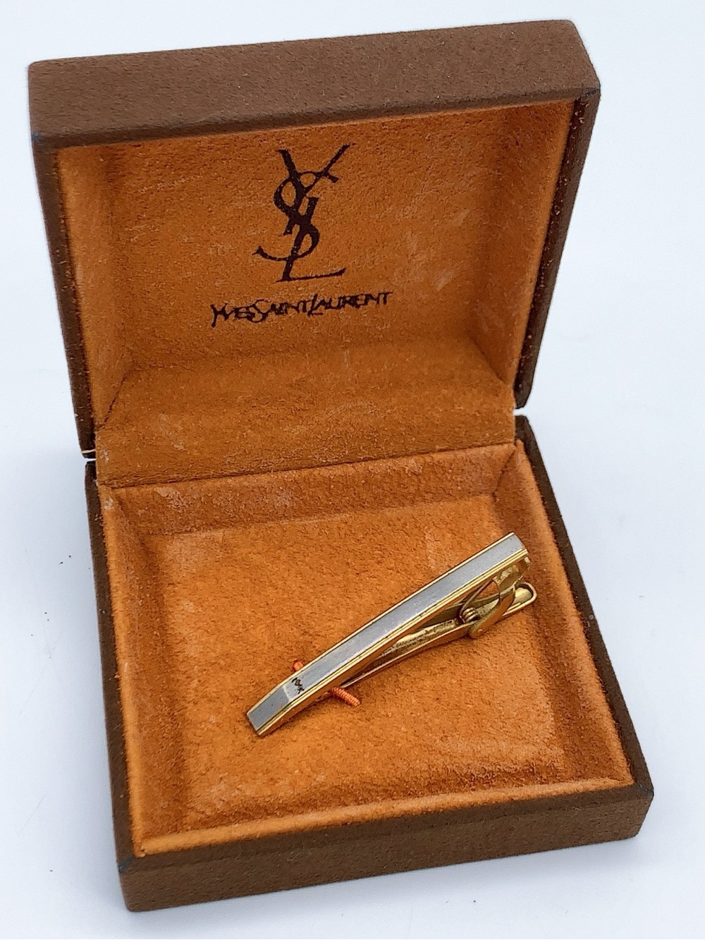 Vintage YSL Yves Saint Laurent Gold & Silver Tie Bar - Men's Accessory